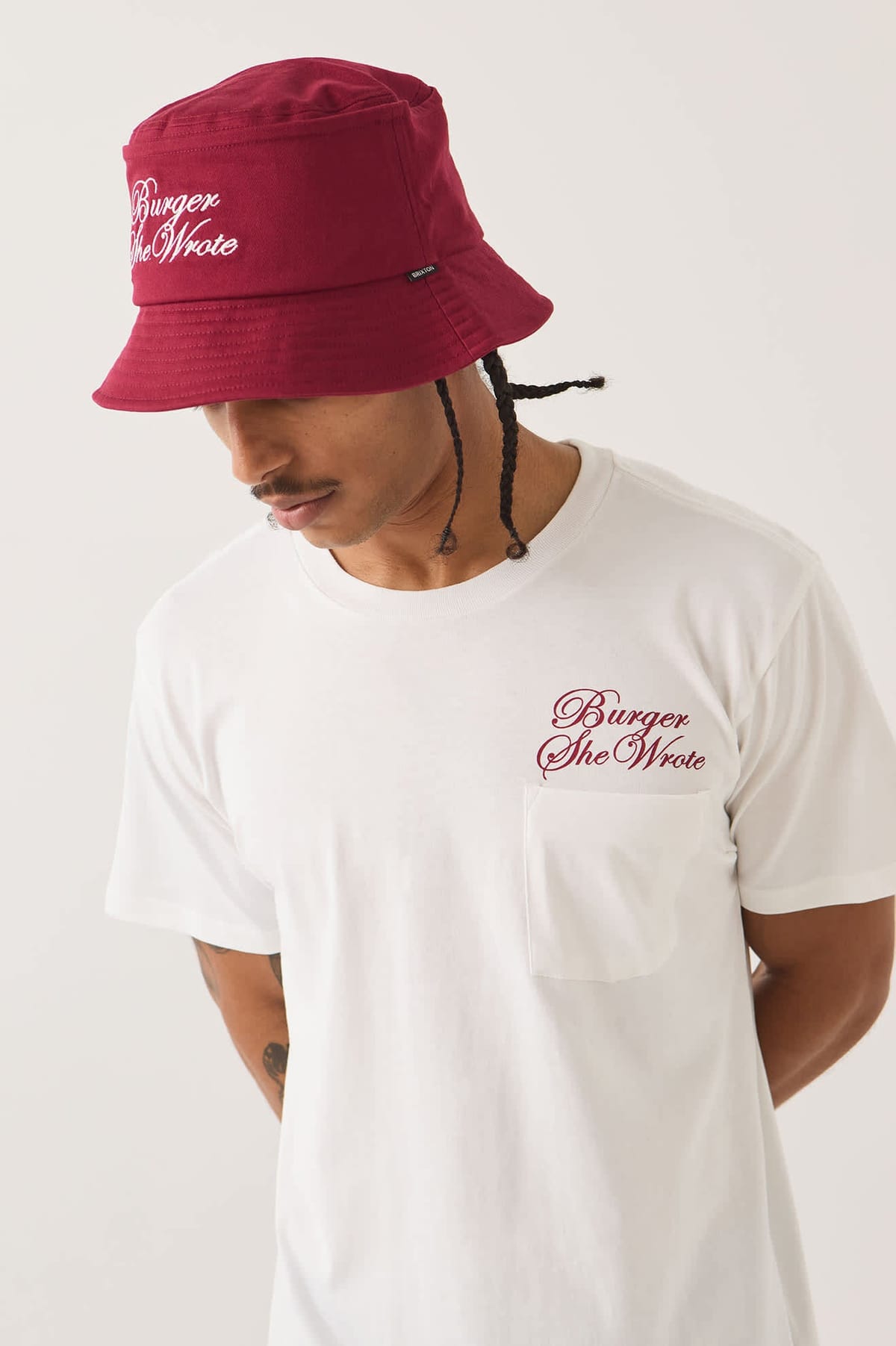 Burger She Wrote Bucket Hat - Burgundy, view 3